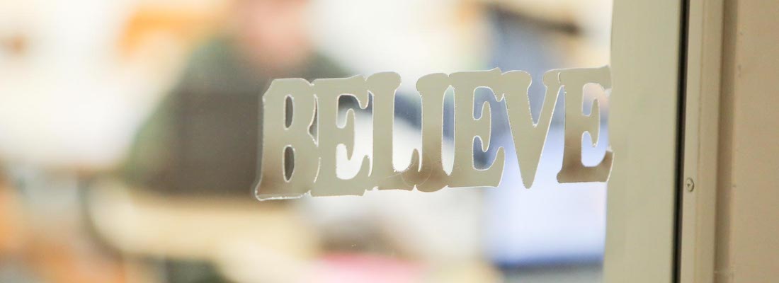 Believe window sticker