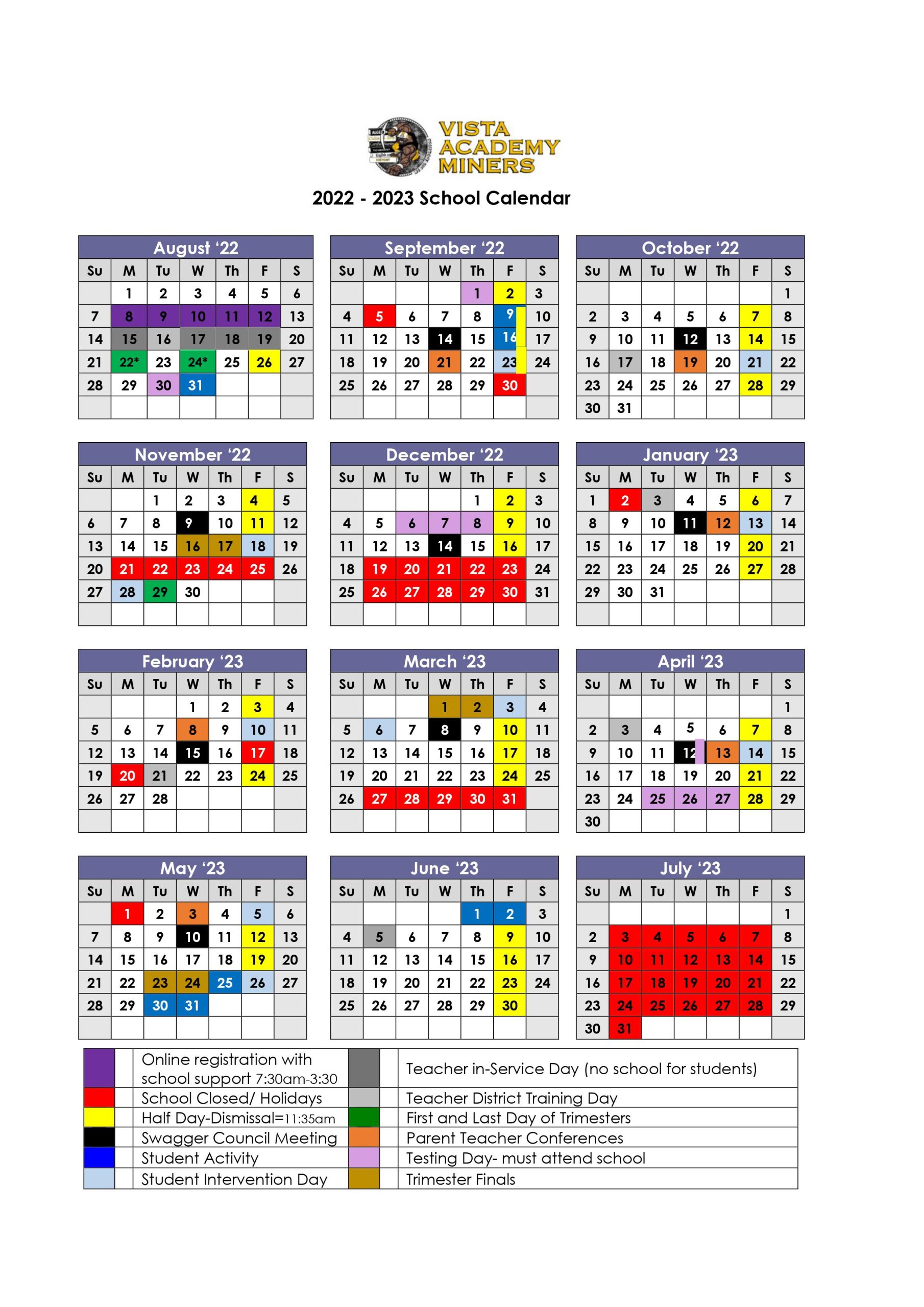 Vista Academy » Calendar
